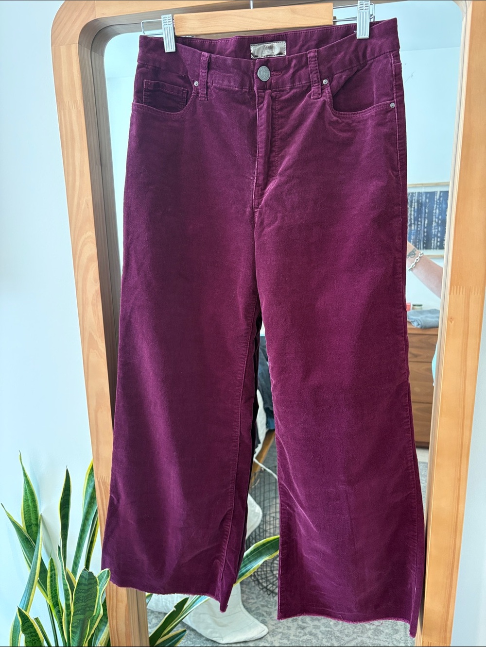 Kut from the Kloth Wide Leg Corduroy Pants in Deep Plum